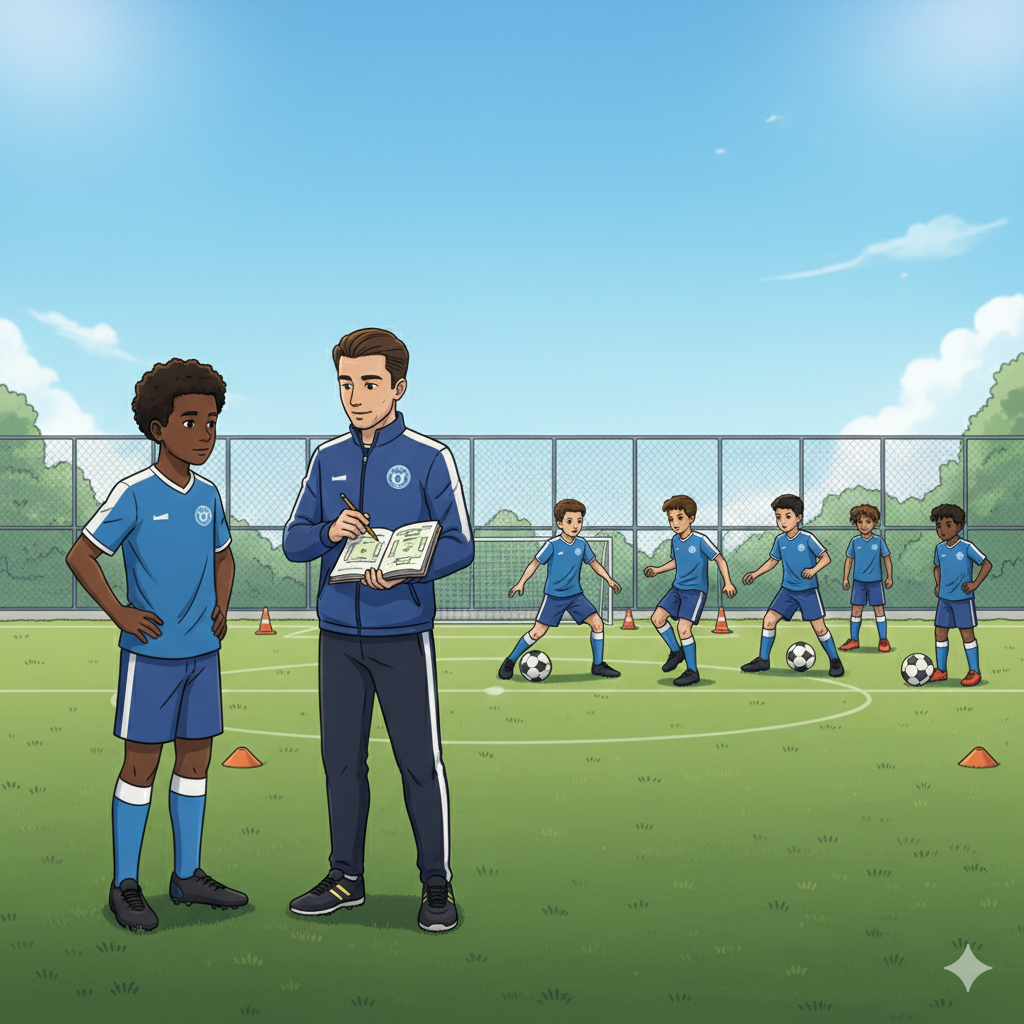 soccer coach using a zone 14 soccer journal at practice