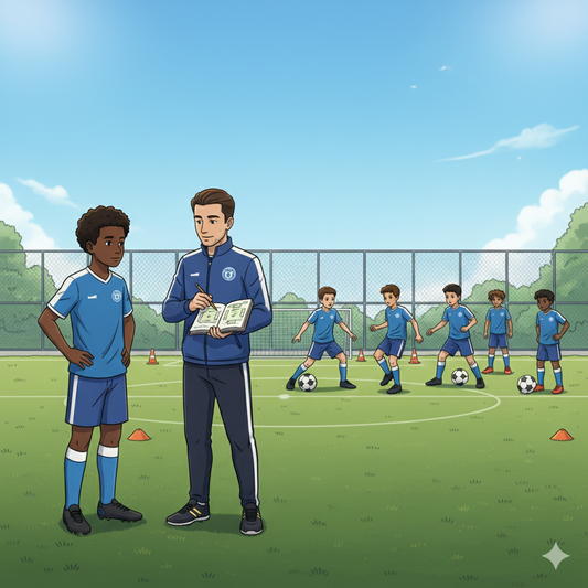 soccer coach using a zone 14 soccer journal at practice