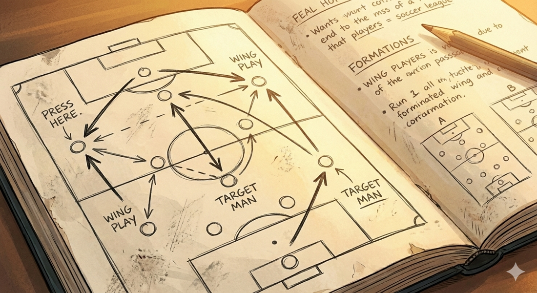 Illustration of what a play drawn in a Zone 14 coaching journal may look like
